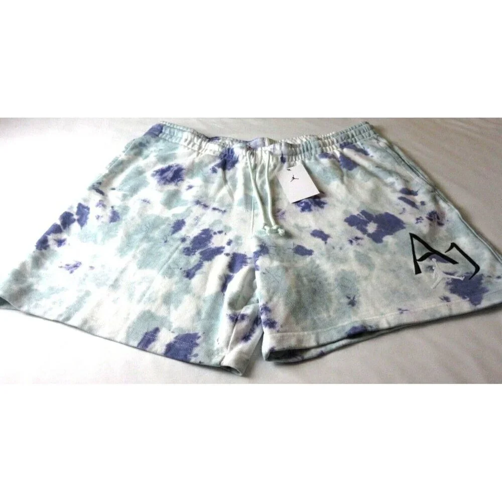 Men's Jordan Sport DNA Fleece Tie Dye Shorts Ocean Cube White Green Purple NWT